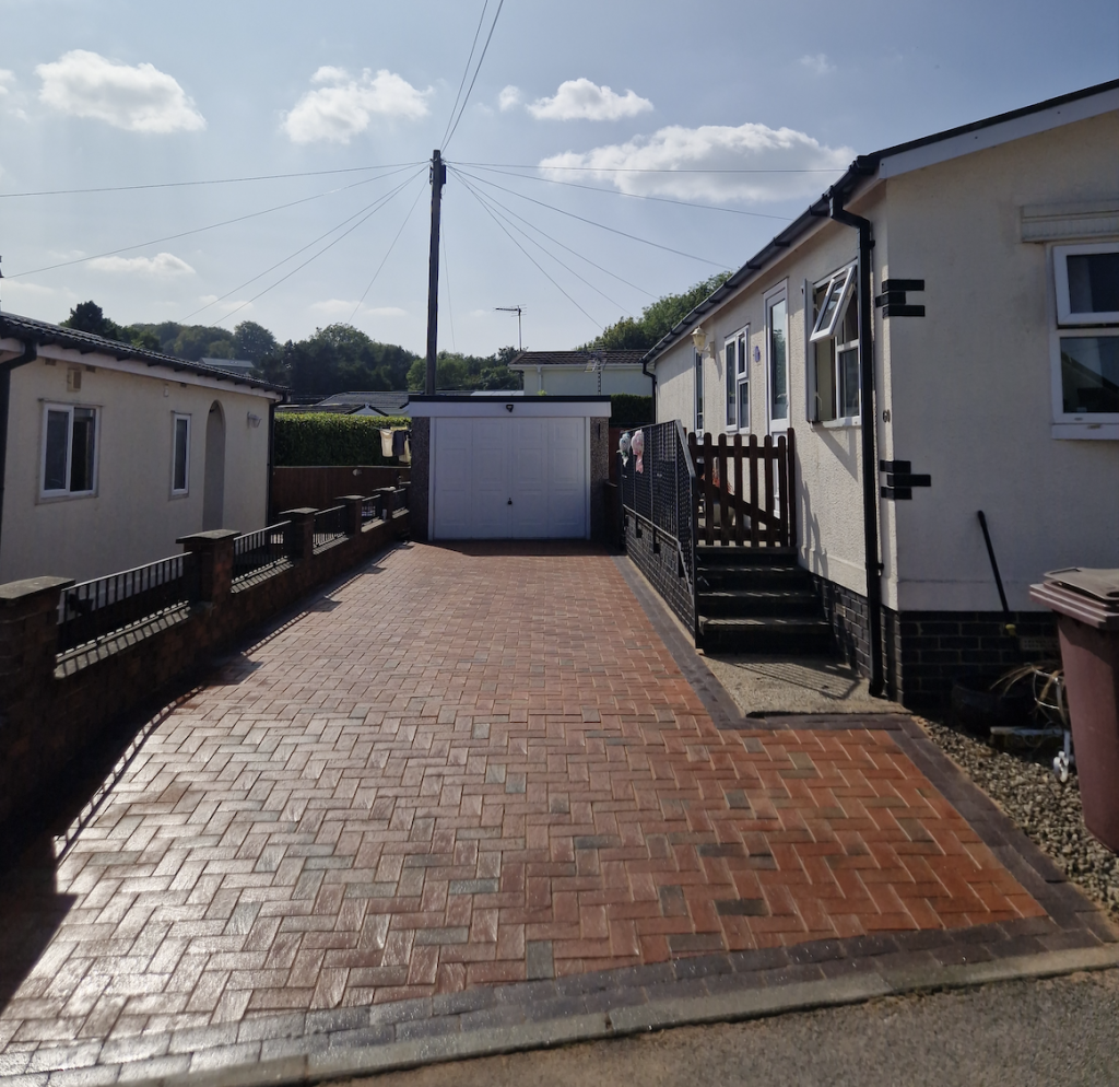 Cleaned block paving driveway