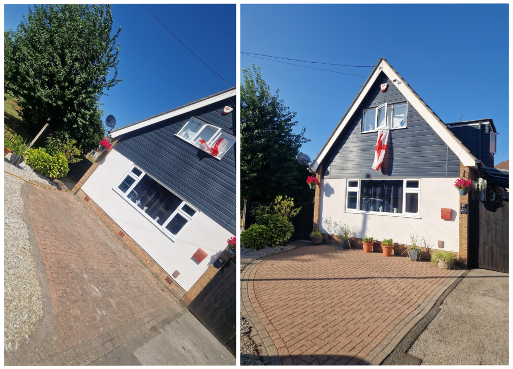 Driveway cleaning before and after