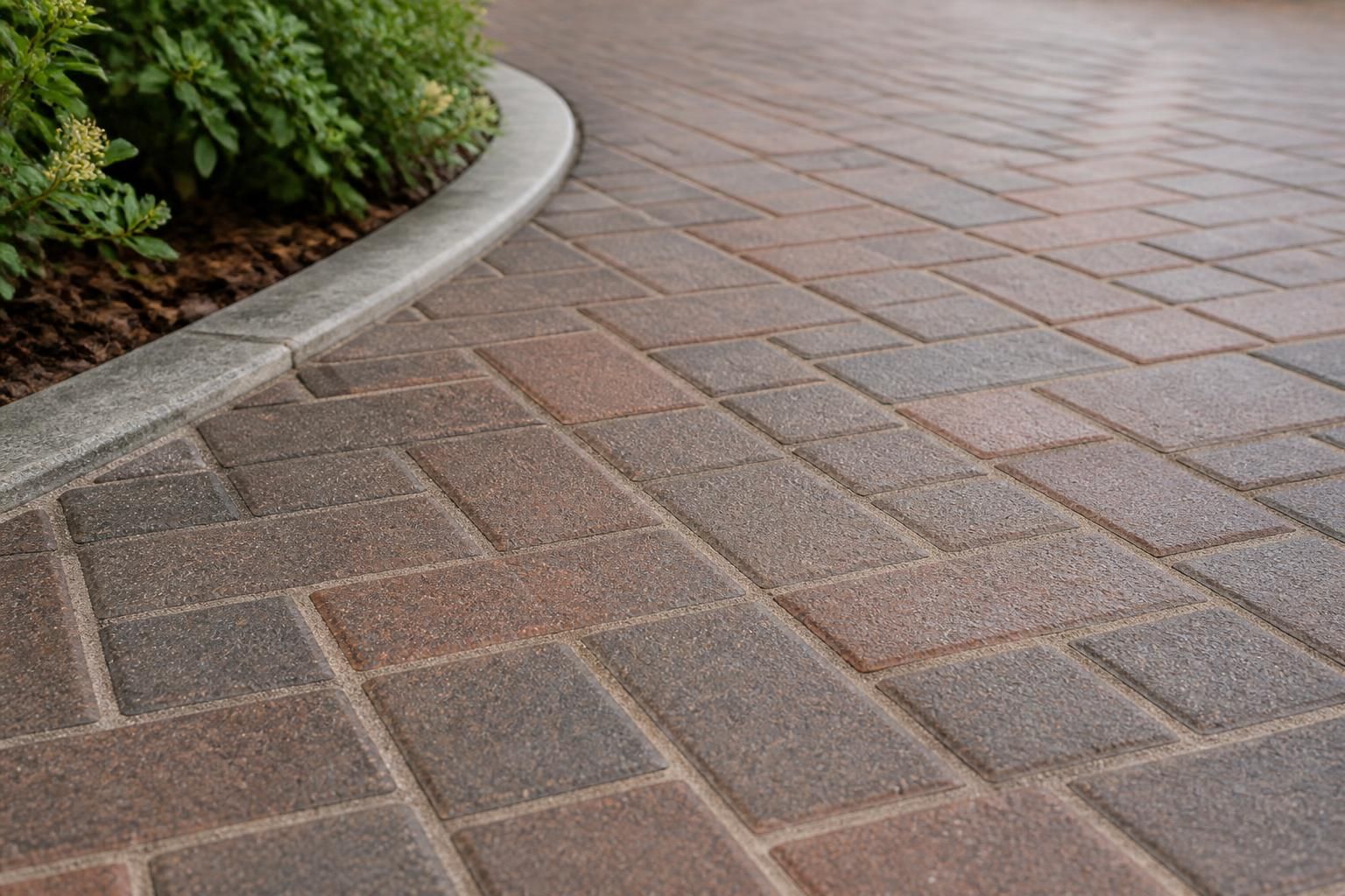 Restored block paving with evenly re-sanded joints and neat finish.