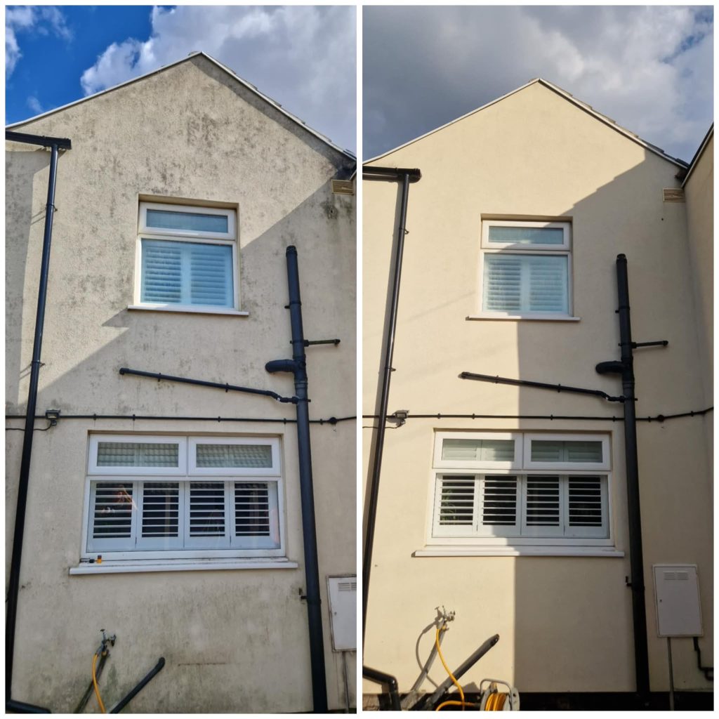 Exterior soft washing before and after